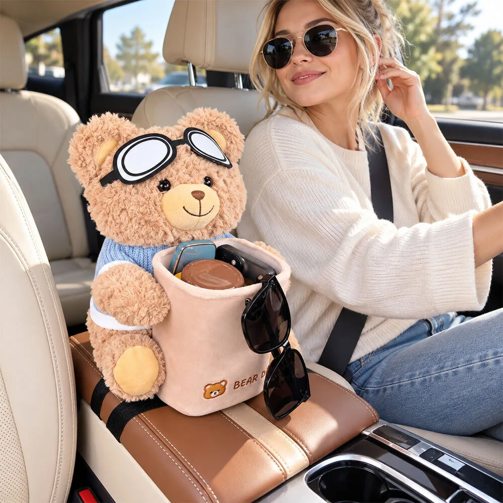 3dpuppyart Cute Teddy Bear Car Armrest Tissue Box And Organizer