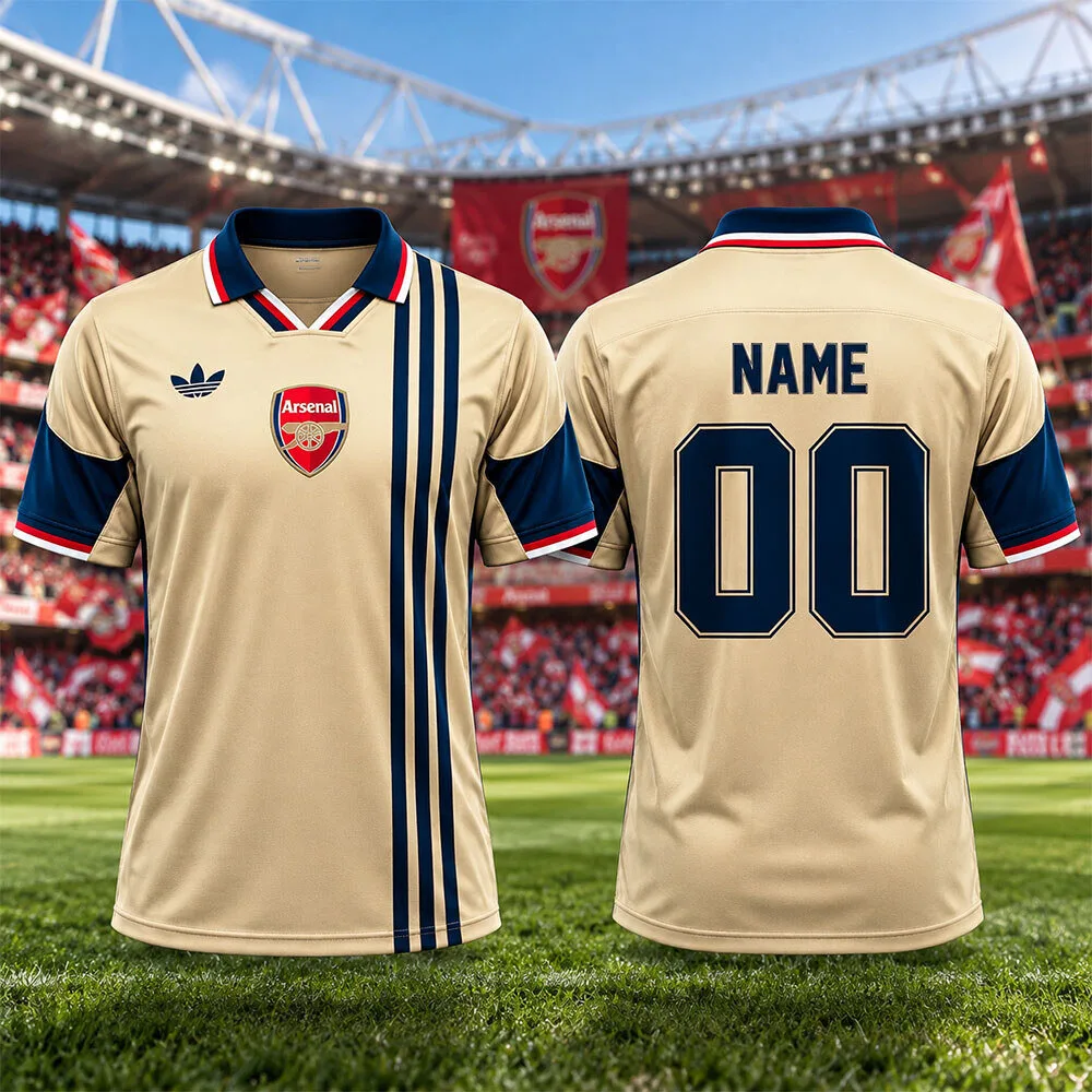 Arsenal FC 2026-27 Third Kit Concept Gold And Navy Jersey Shirt