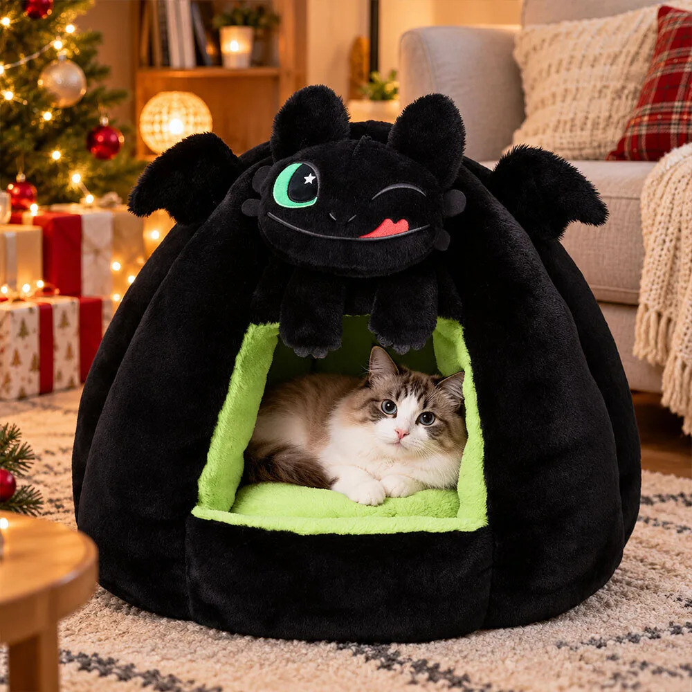 DreamWorks Dragons × Hoopet Toothless Plush Cave Cat Dog Bed