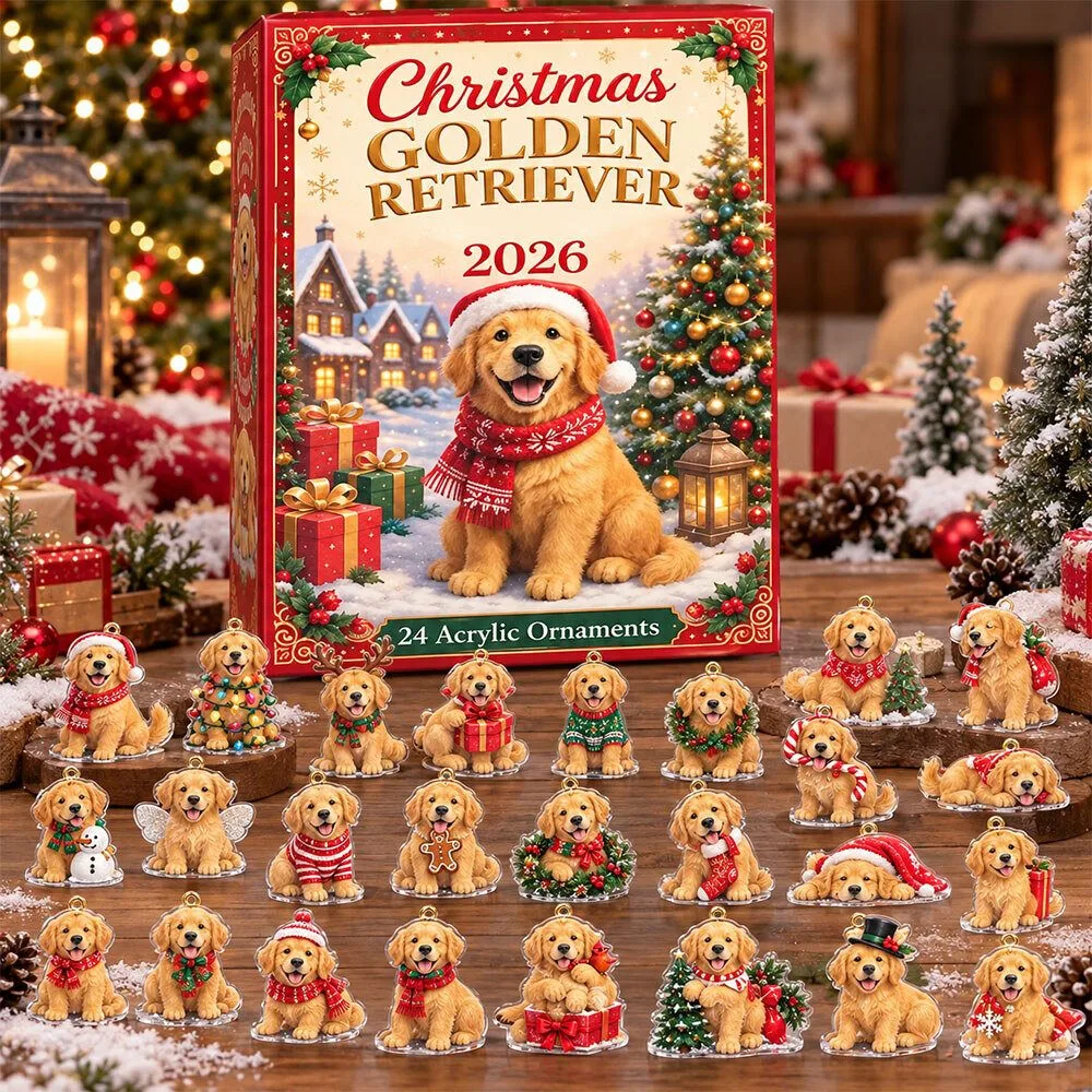 2026 Golden Retriever Advent Calendar 24 Days Of Acrylic Ornaments