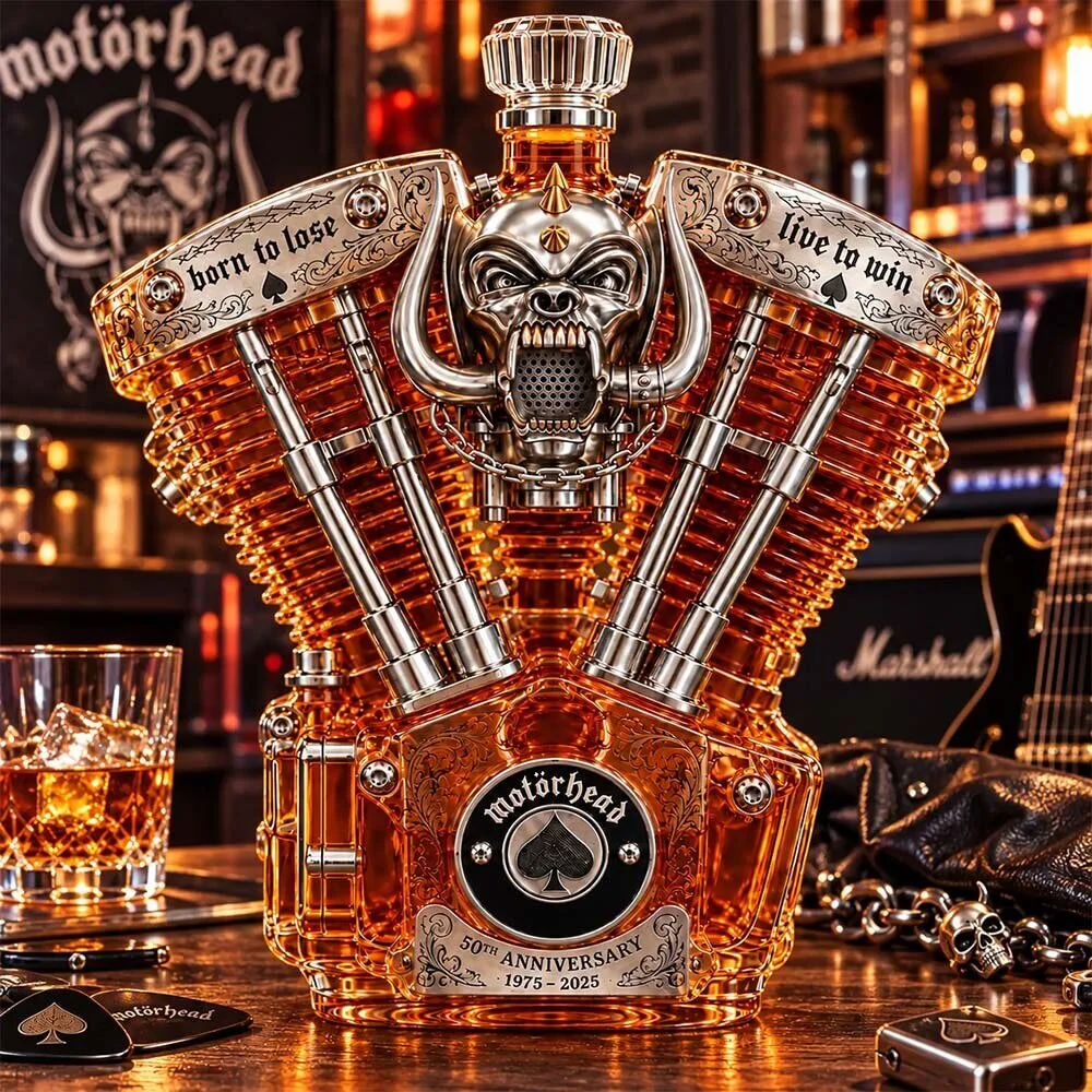 Motorhead 50th Anniversary Warpig V-Twin Engine Whiskey Bottle Decanter