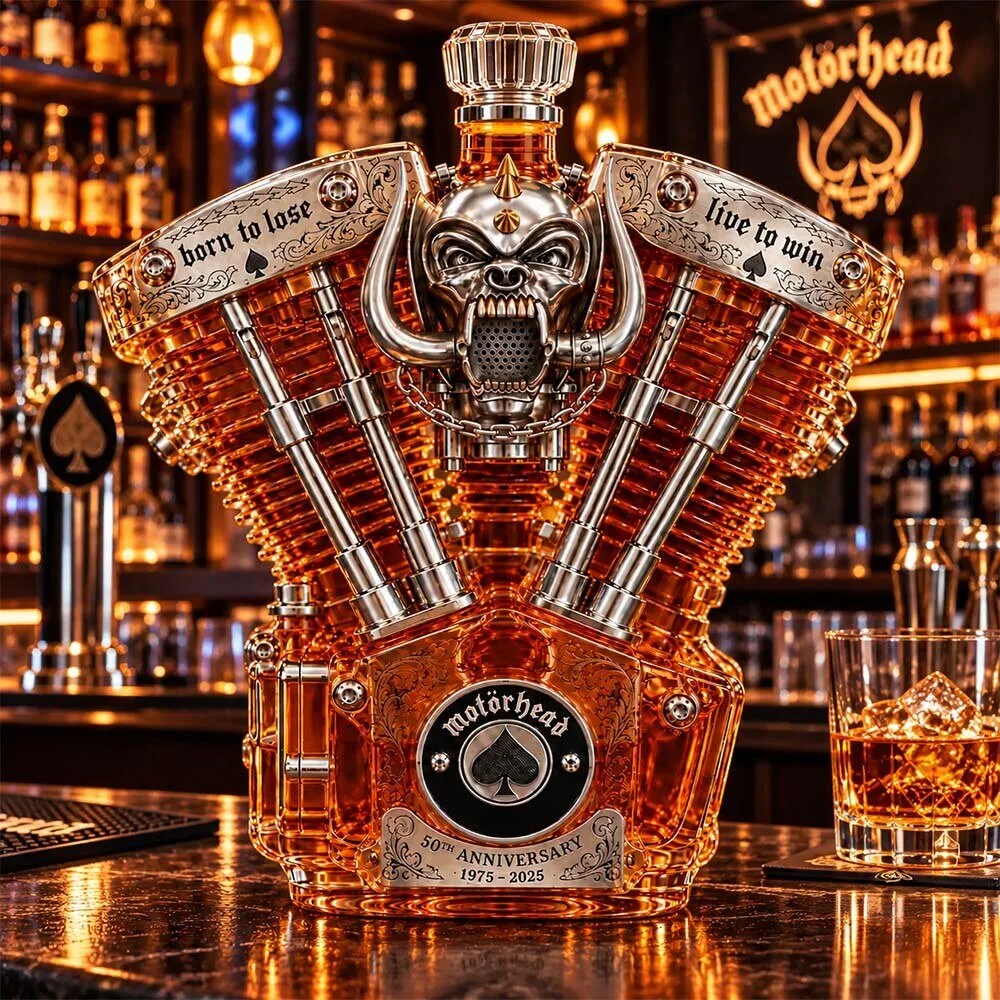 Motorhead 50th Anniversary Warpig V-Twin Engine Whiskey Bottle Decanter 8 Motorhead 50th Anniversary Warpig V-Twin Engine Whiskey Bottle Decanter