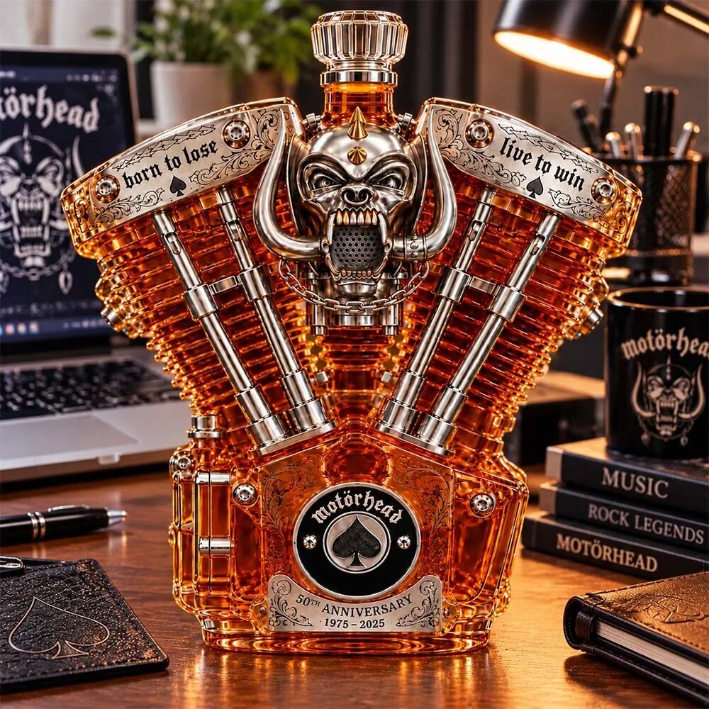 Motorhead 50th Anniversary Warpig V-Twin Engine Whiskey Bottle Decanter 9 Motorhead 50th Anniversary Warpig V-Twin Engine Whiskey Bottle Decanter