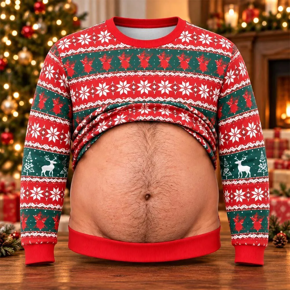 Cheeksupply Trunks Hairy Belly Crop Ugly Christmas Sweater Shirt 5 Cheeksupply Trunks Hairy Belly Crop Ugly Christmas Sweater Shirt