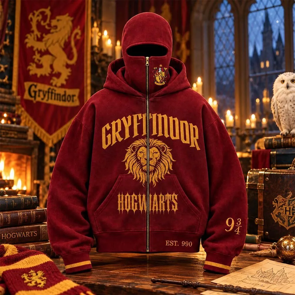 Hogwartshoods Harry Potter Hogwarts House Full Zip Balaclava Hoodie Shirt